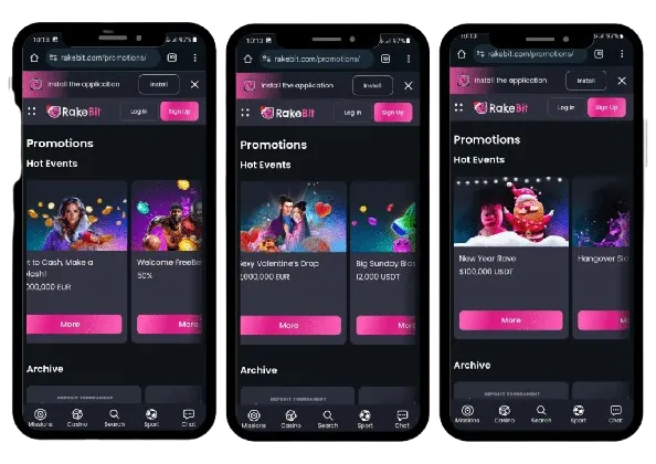 Rakebit Casino App Screenshot